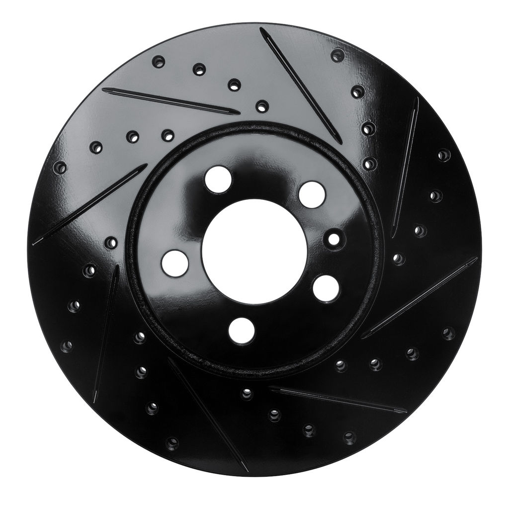 Dynamic Friction 633-74020R - Drilled and Slotted Black Zinc Brake Rotor