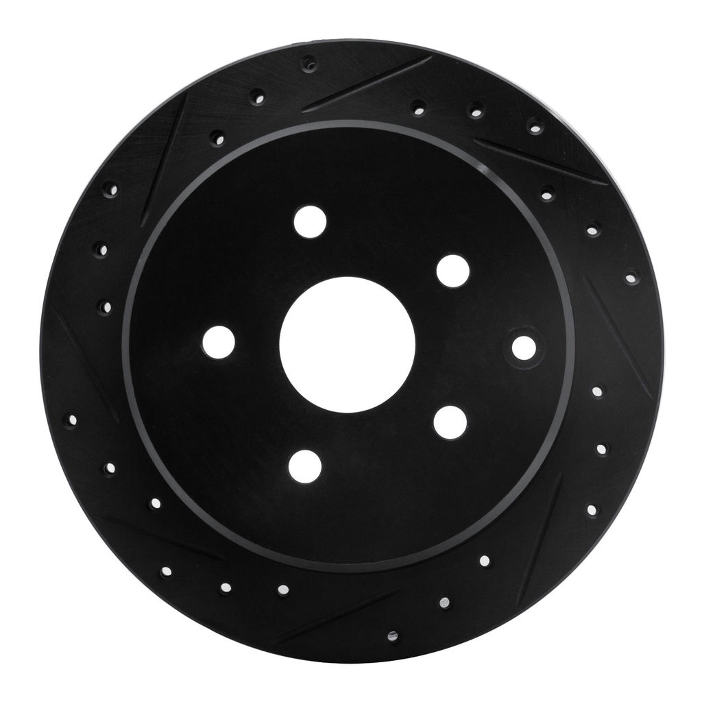 Dynamic Friction 633-76101L - Drilled and Slotted Black Zinc Brake Rotor
