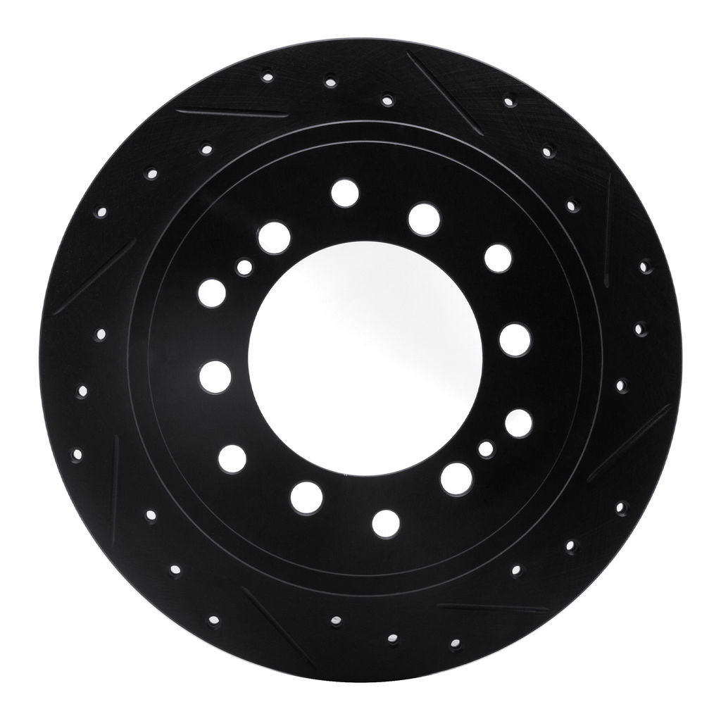 Dynamic Friction 633-76143R - Drilled and Slotted Black Zinc Brake Rotor