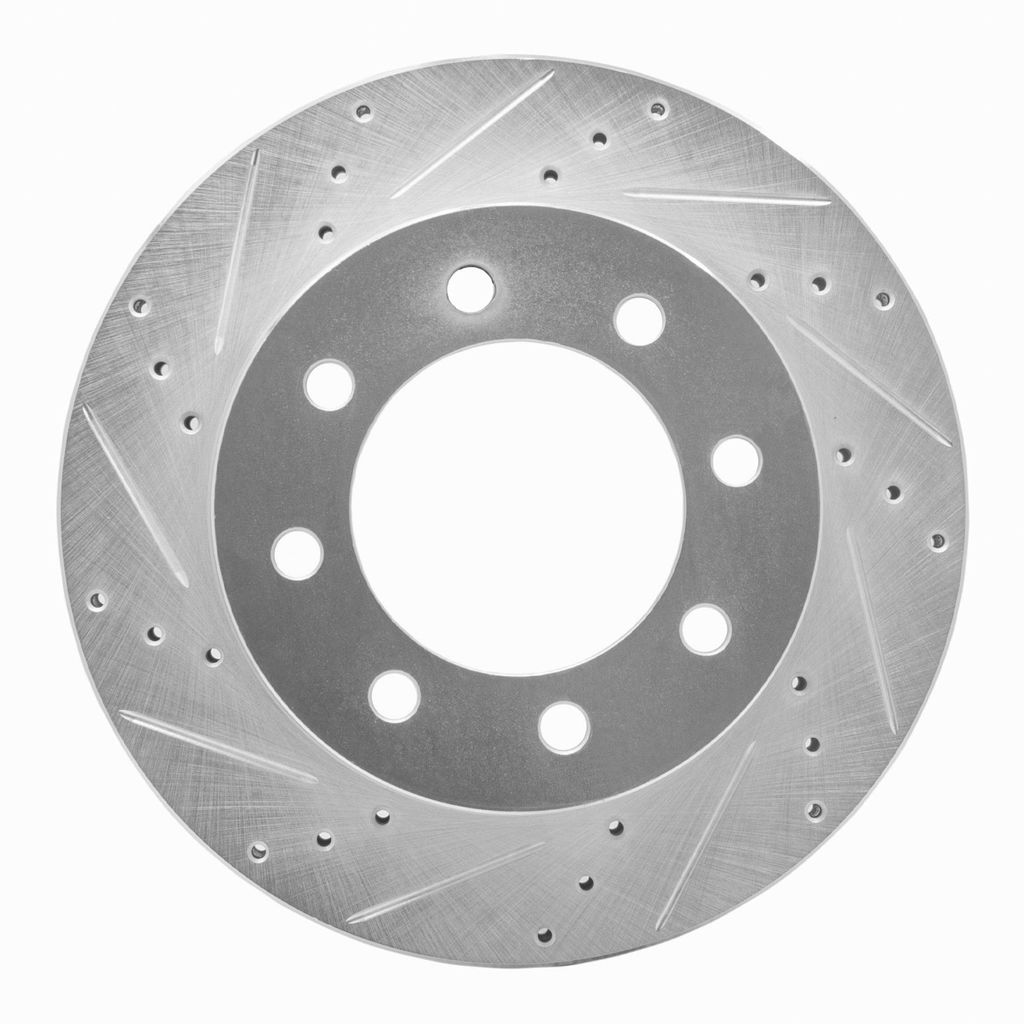 Dynamic Friction 631-40102L - Drilled and Slotted Silver Zinc Brake Rotor