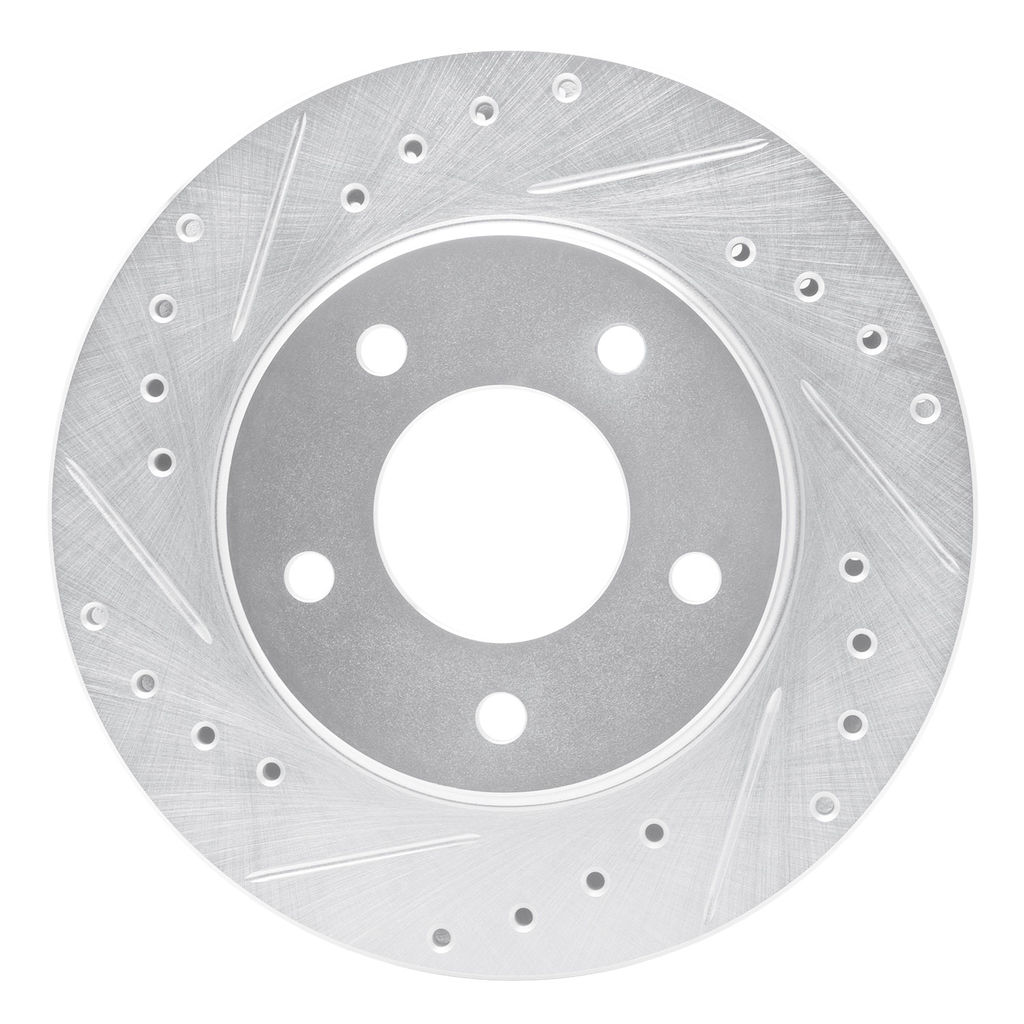 Dynamic Friction 631-47019L - Drilled and Slotted Silver Zinc Brake Rotor