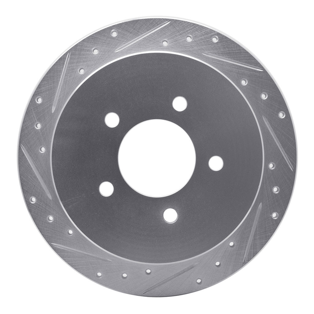 Dynamic Friction 631-54173L - Drilled and Slotted Silver Zinc Brake Rotor