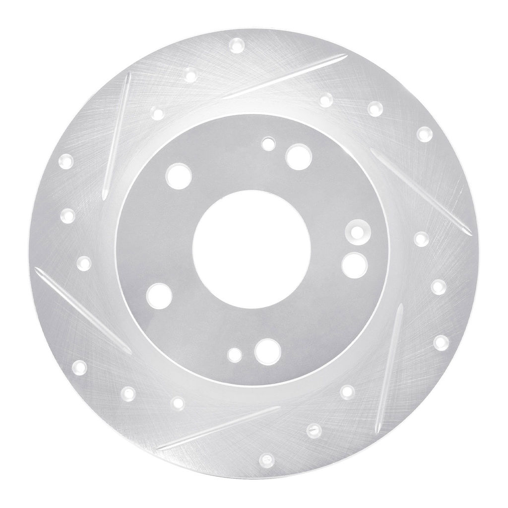 Dynamic Friction 631-59059L - Drilled and Slotted Silver Zinc Brake Rotor