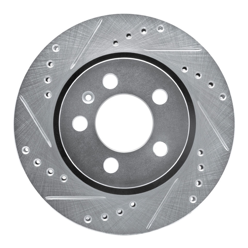 Dynamic Friction 631-74022L - Drilled and Slotted Silver Zinc Brake Rotor