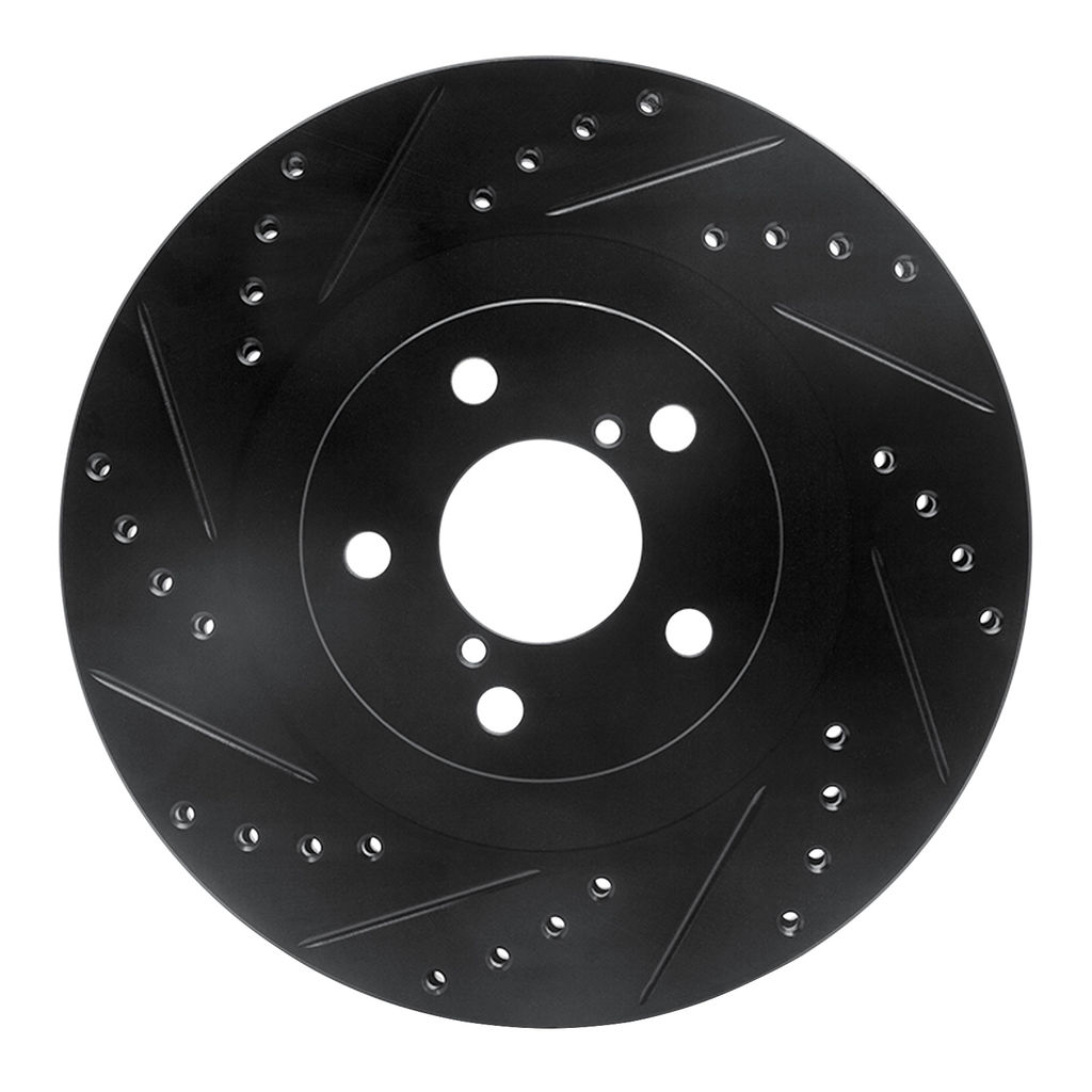 Dynamic Friction 633-13033L - Drilled and Slotted Black Zinc Brake Rotor