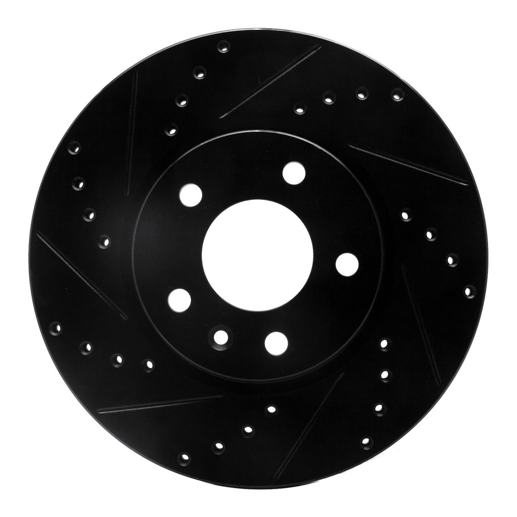 Dynamic Friction 633-45045L - Drilled and Slotted Black Zinc Brake Rotor