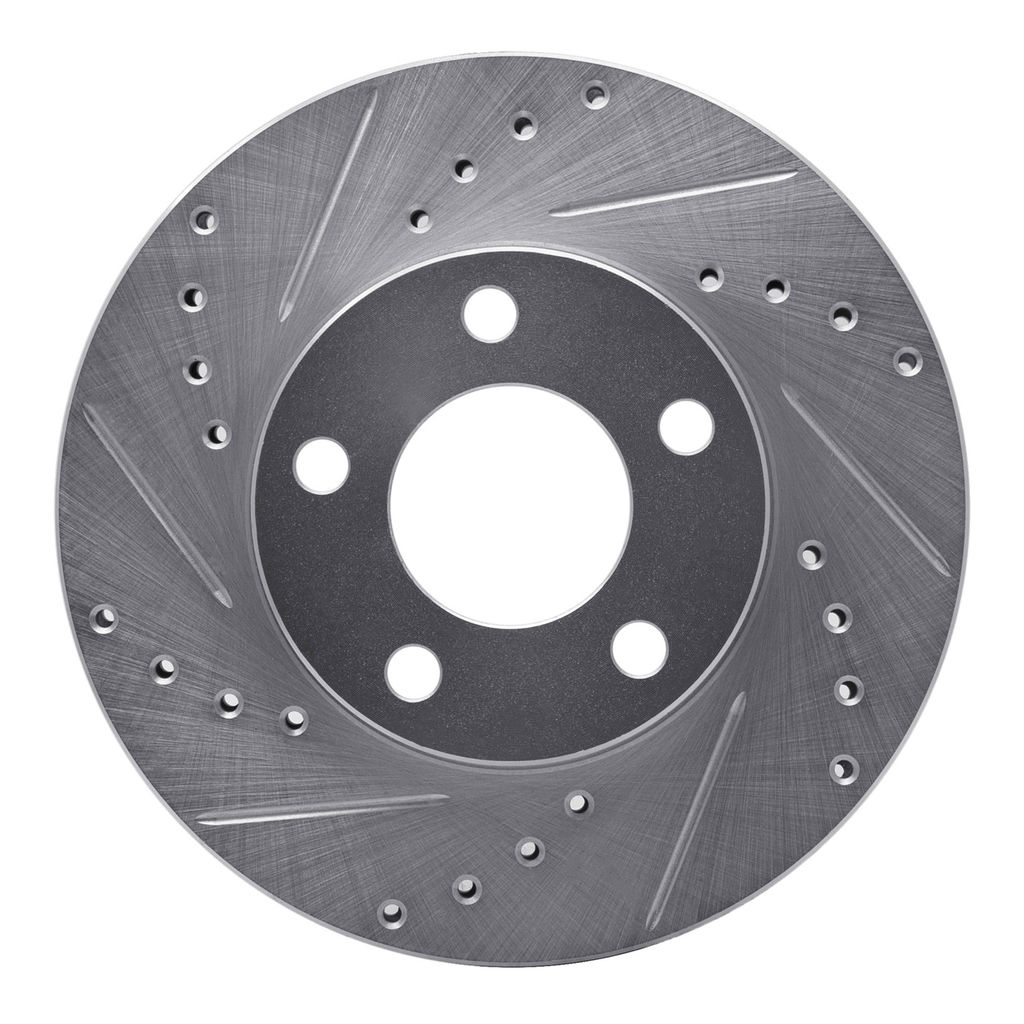 Dynamic Friction 631-54033L - Drilled and Slotted Silver Zinc Brake Rotor