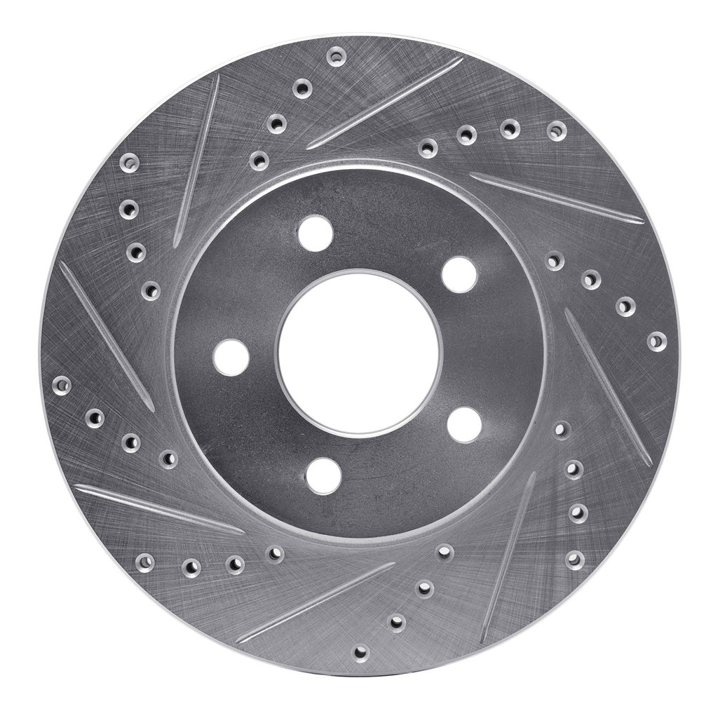 Dynamic Friction 631-54056L - Drilled and Slotted Silver Zinc Brake Rotor