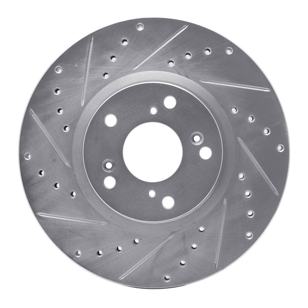 Dynamic Friction 631-59045L - Drilled and Slotted Silver Zinc Brake Rotor