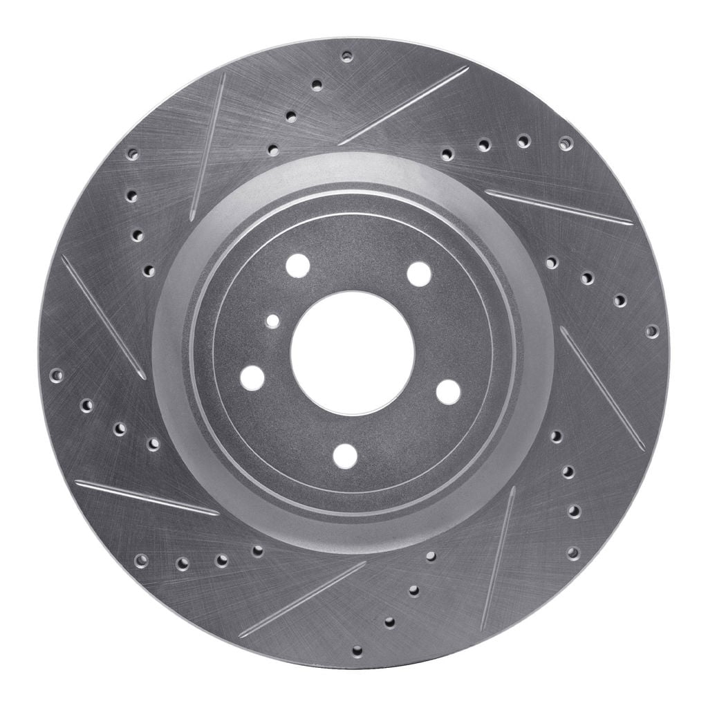 Dynamic Friction 631-68012L - Drilled and Slotted Silver Zinc Brake Rotor