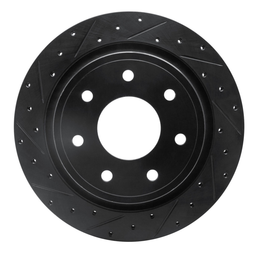 Dynamic Friction 633-54218L - Drilled and Slotted Black Zinc Brake Rotor