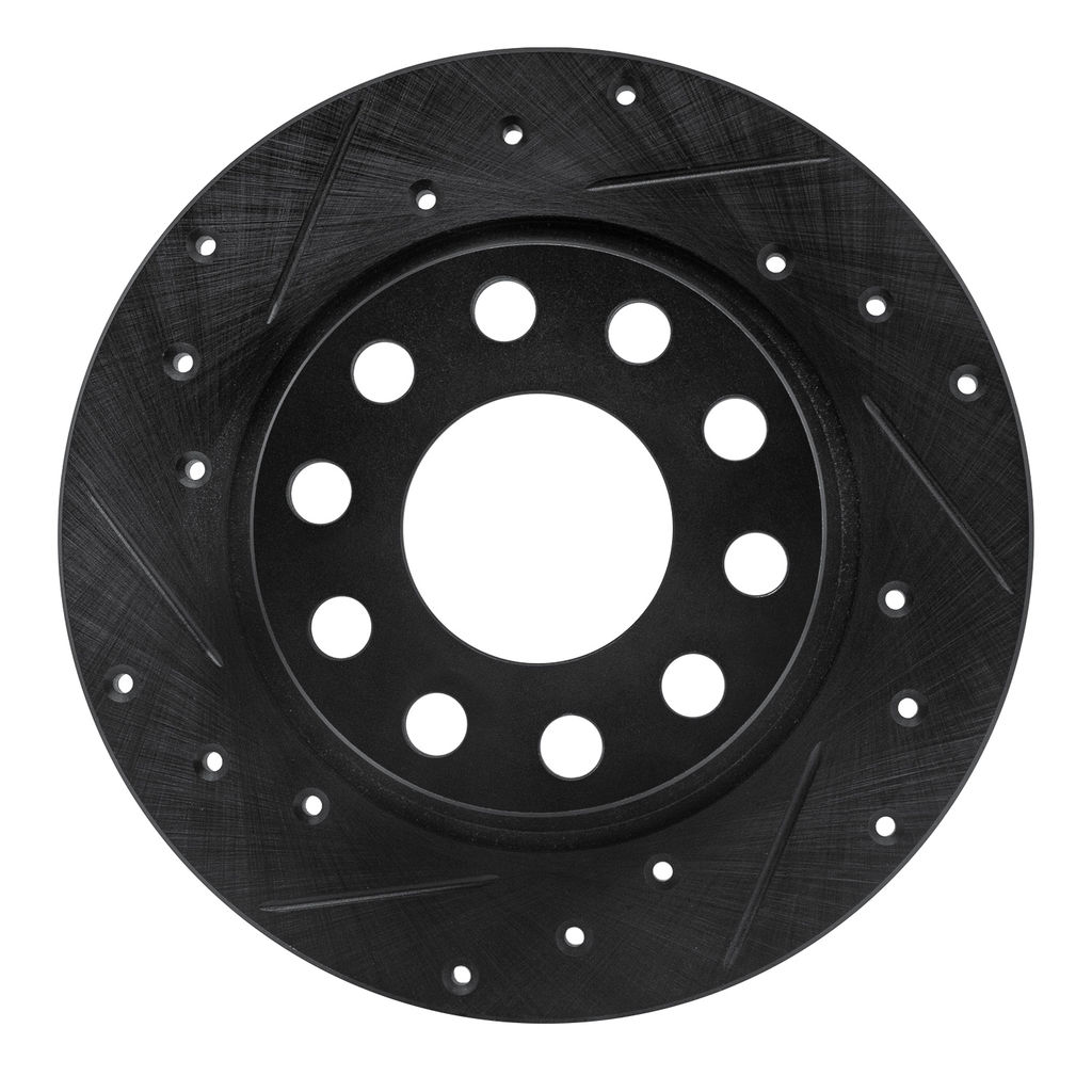 Dynamic Friction 633-73045L - Drilled and Slotted Black Zinc Brake Rotor