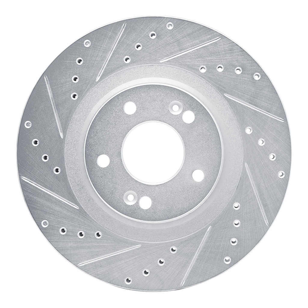Dynamic Friction 631-21030L - Drilled and Slotted Silver Zinc Brake Rotor