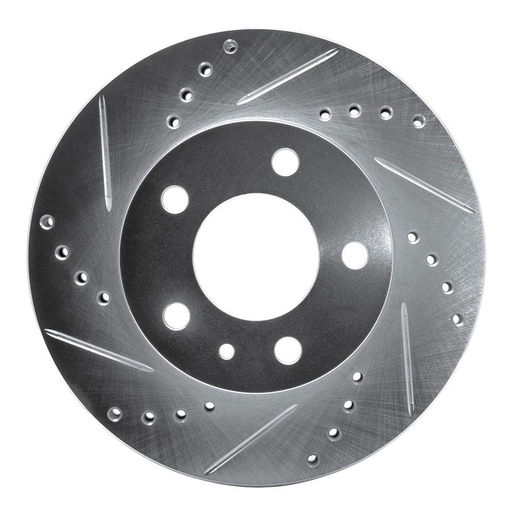 Dynamic Friction 631-27012L - Drilled and Slotted Silver Zinc Brake Rotor