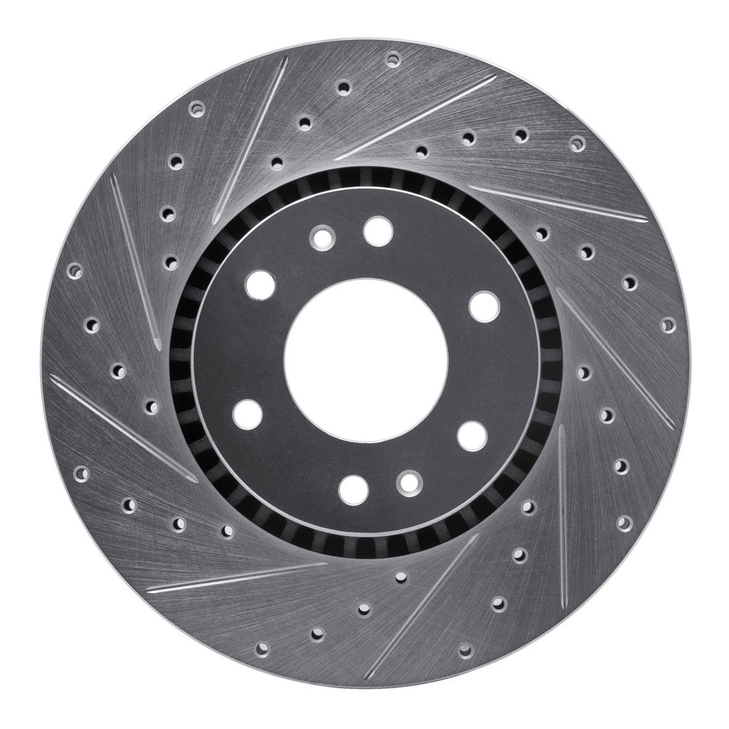Dynamic Friction 631-48046L - Drilled and Slotted Silver Zinc Brake Rotor