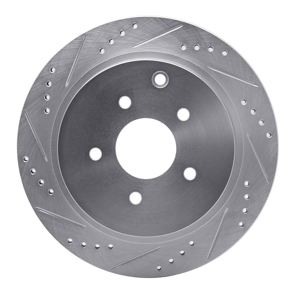 Dynamic Friction 631-67089L - Drilled and Slotted Silver Zinc Brake Rotor