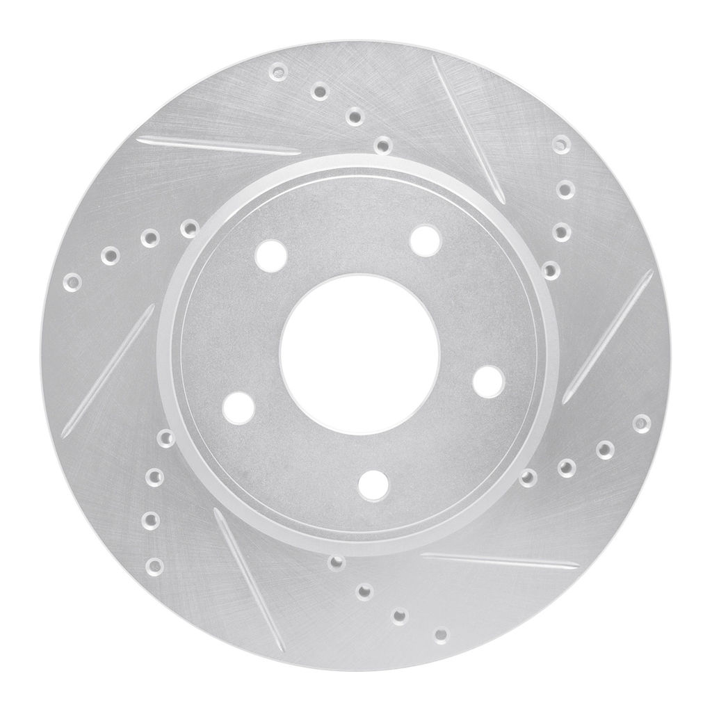 Dynamic Friction 631-67103R - Drilled and Slotted Silver Zinc Brake Rotor