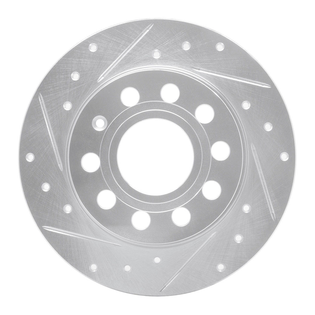 Dynamic Friction 631-74033L - Drilled and Slotted Silver Zinc Brake Rotor
