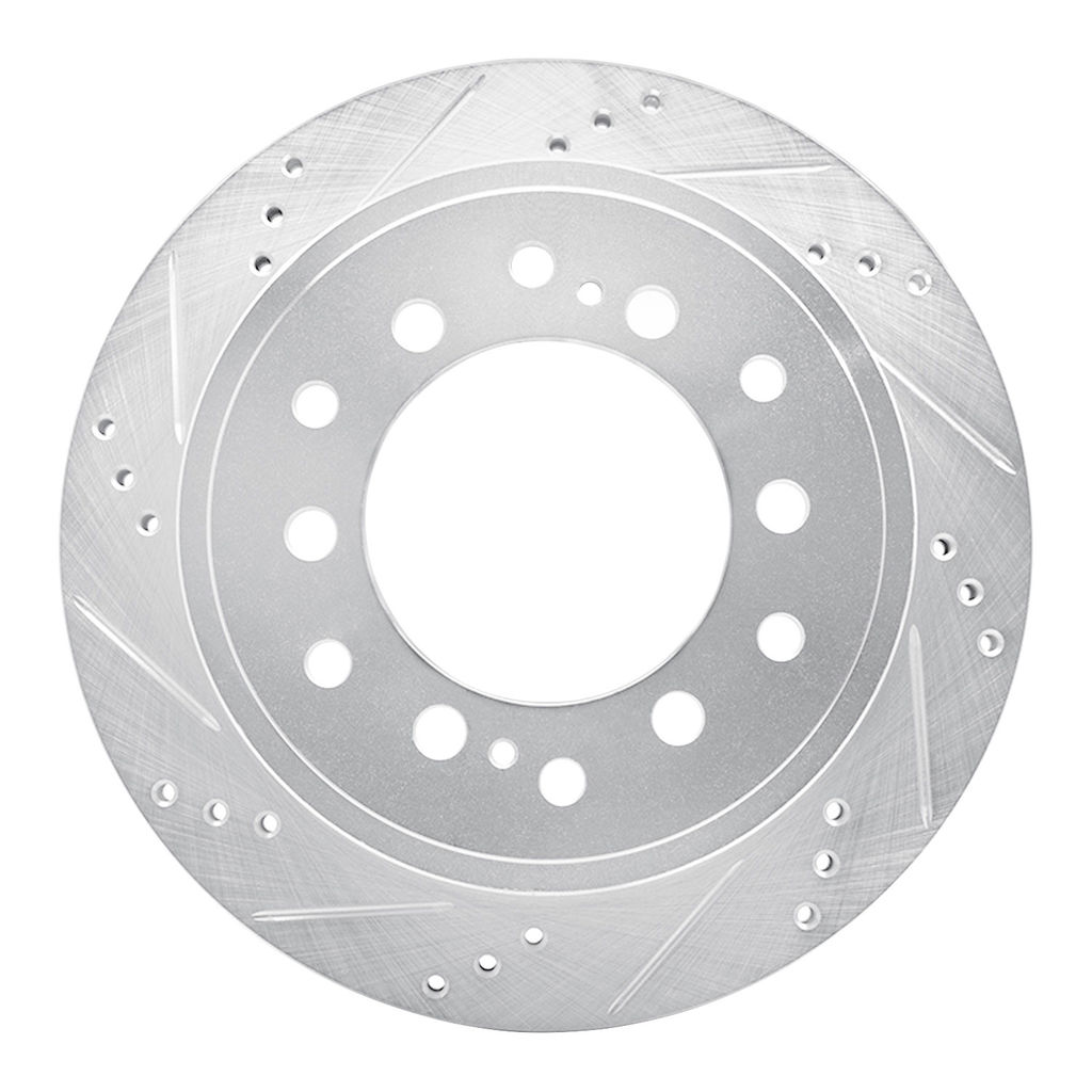 Dynamic Friction 631-76143L - Drilled and Slotted Silver Zinc Brake Rotor
