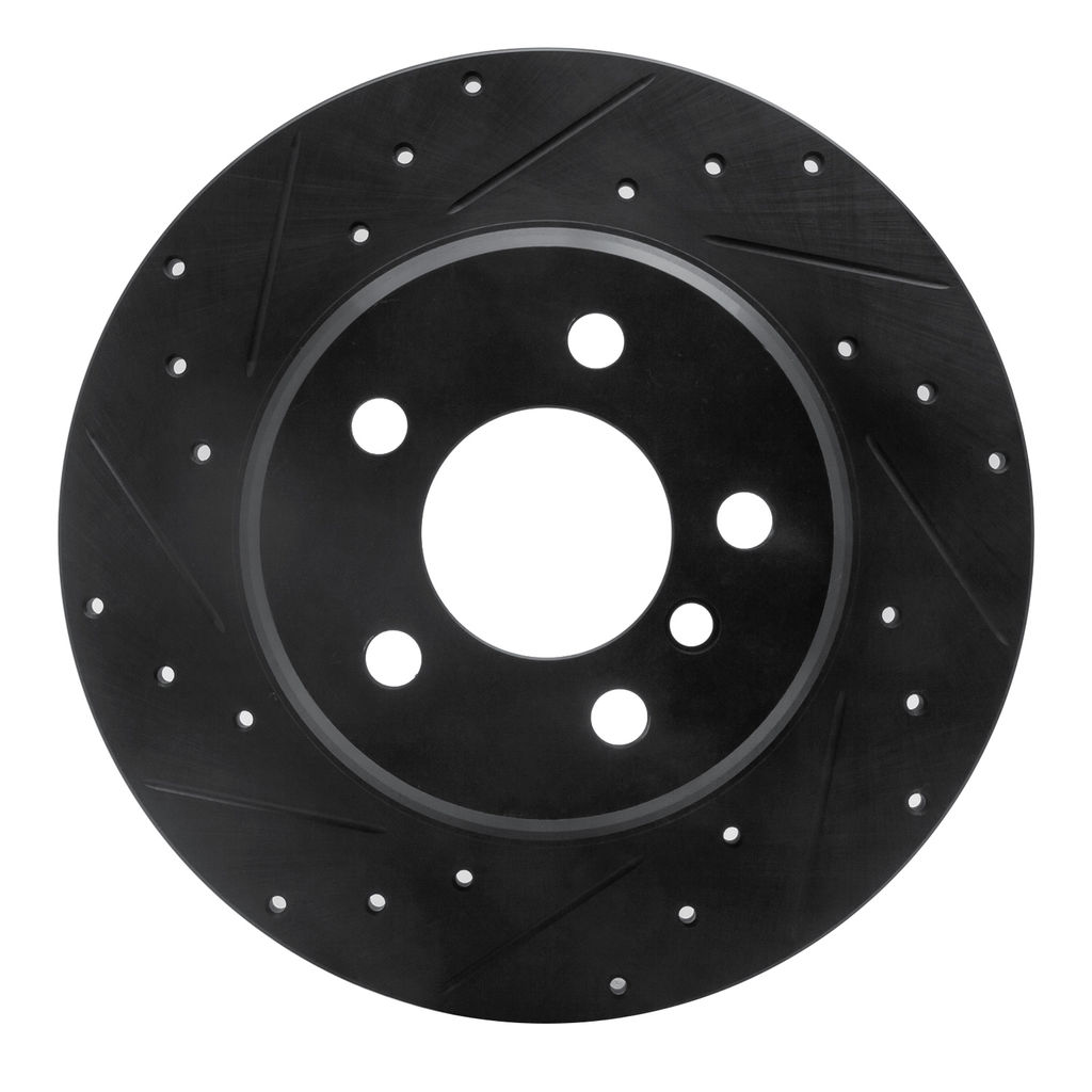 Dynamic Friction 633-31136L - Drilled and Slotted Black Zinc Brake Rotor