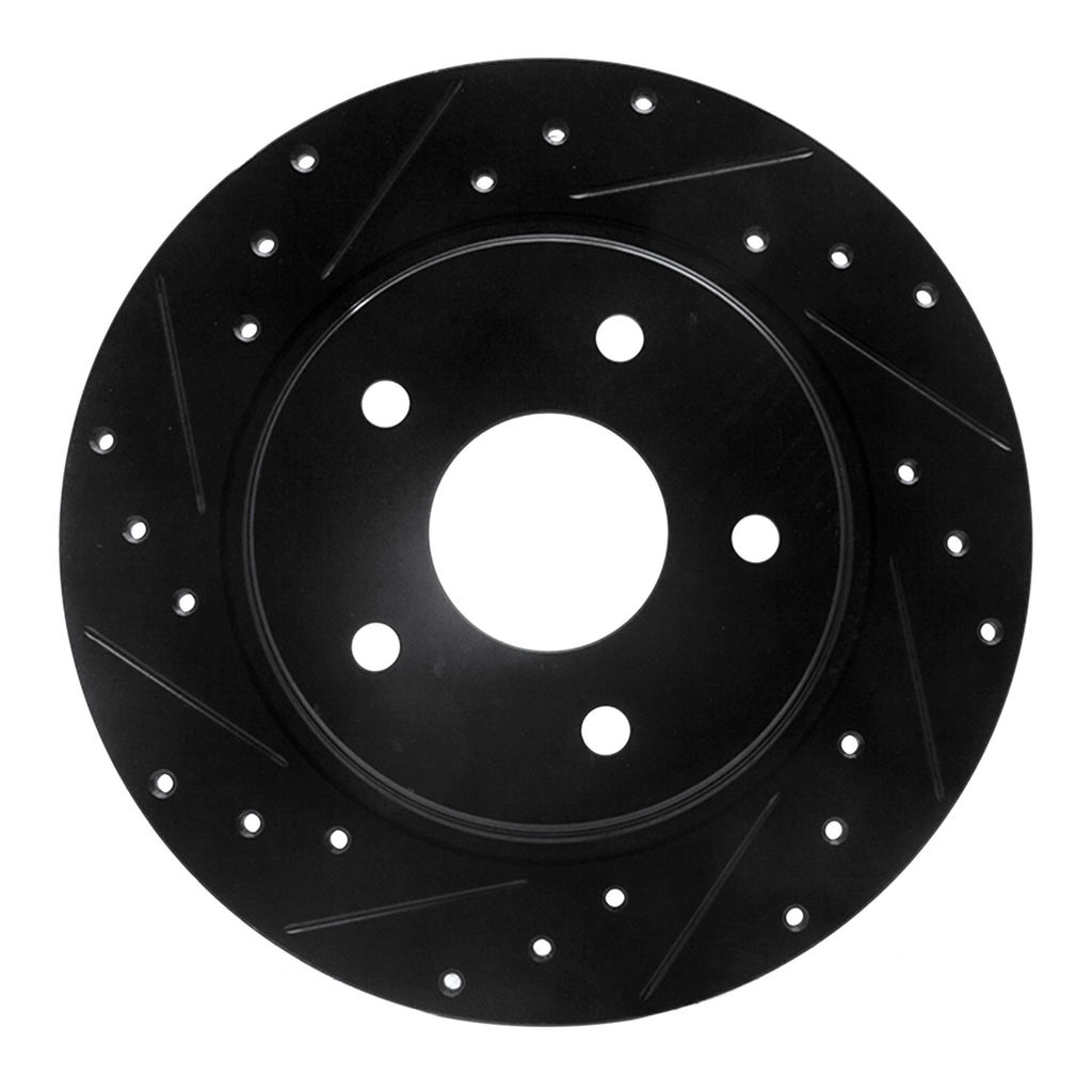 Dynamic Friction 633-40109L - Drilled and Slotted Black Zinc Brake Rotor
