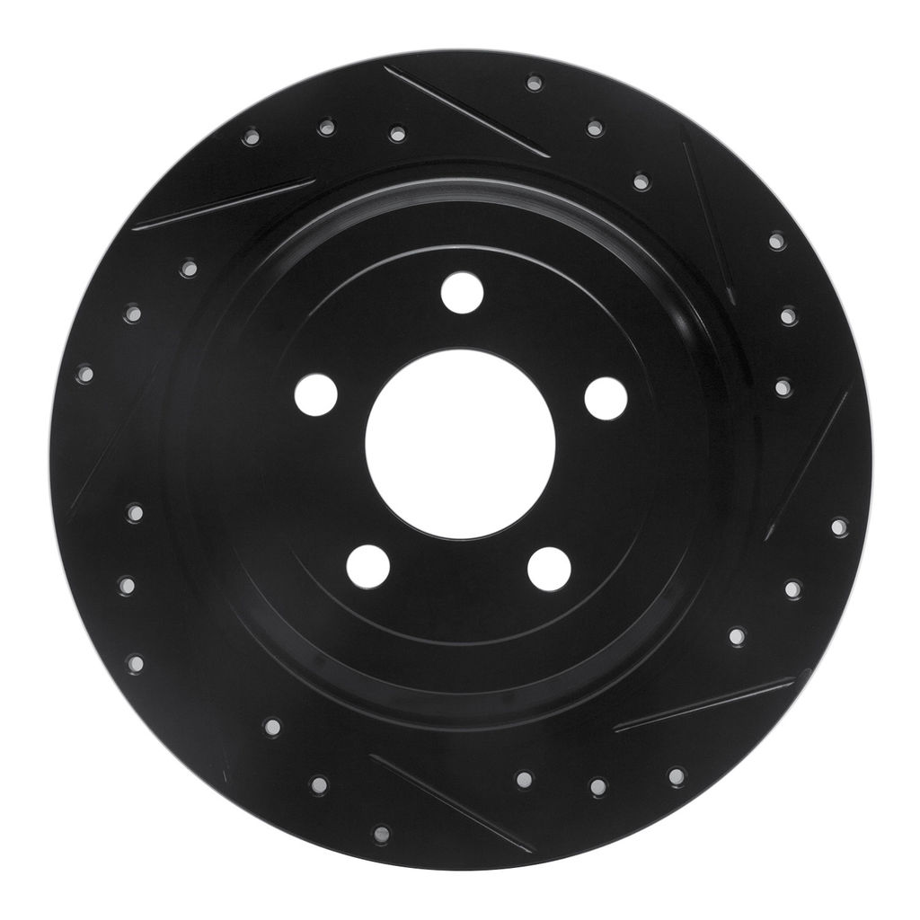 Dynamic Friction 633-54076R - Drilled and Slotted Black Zinc Brake Rotor