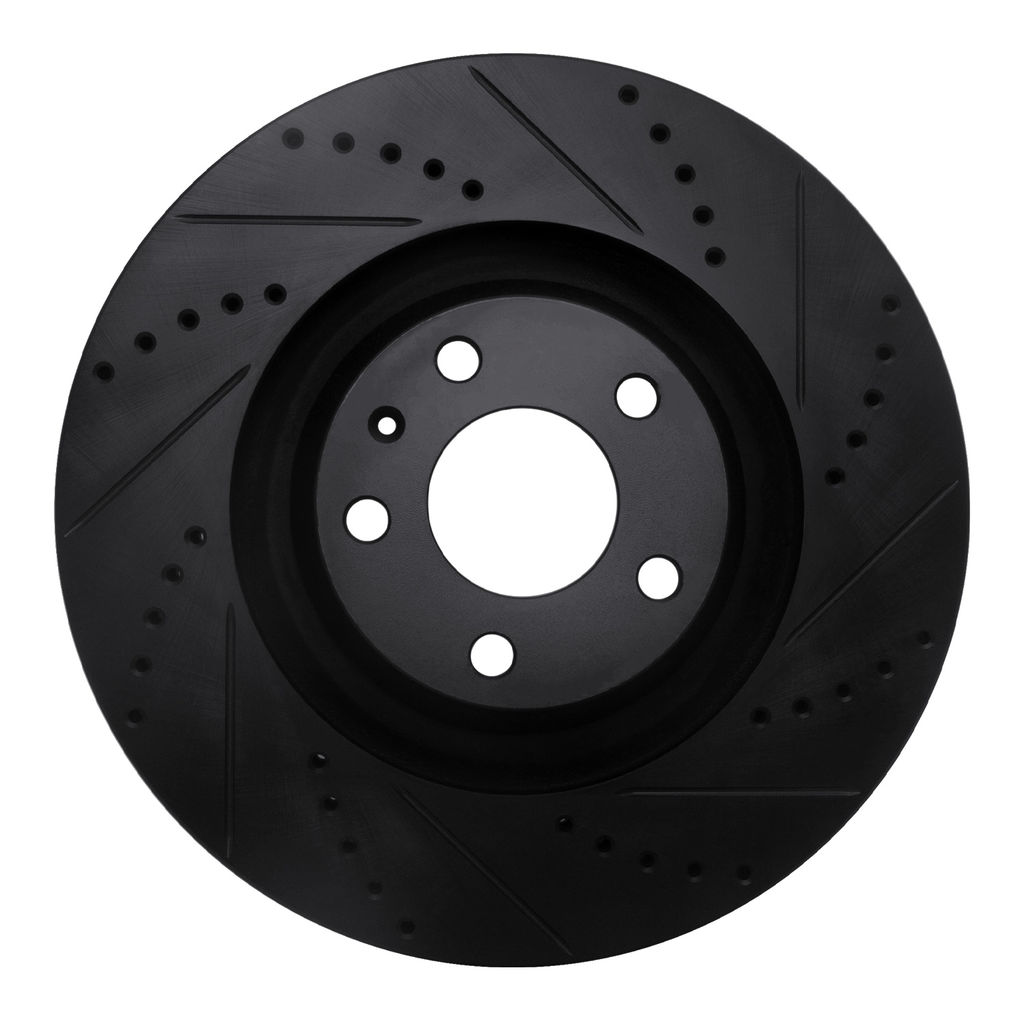 Dynamic Friction 633-73038R - Drilled and Slotted Black Zinc Brake Rotor