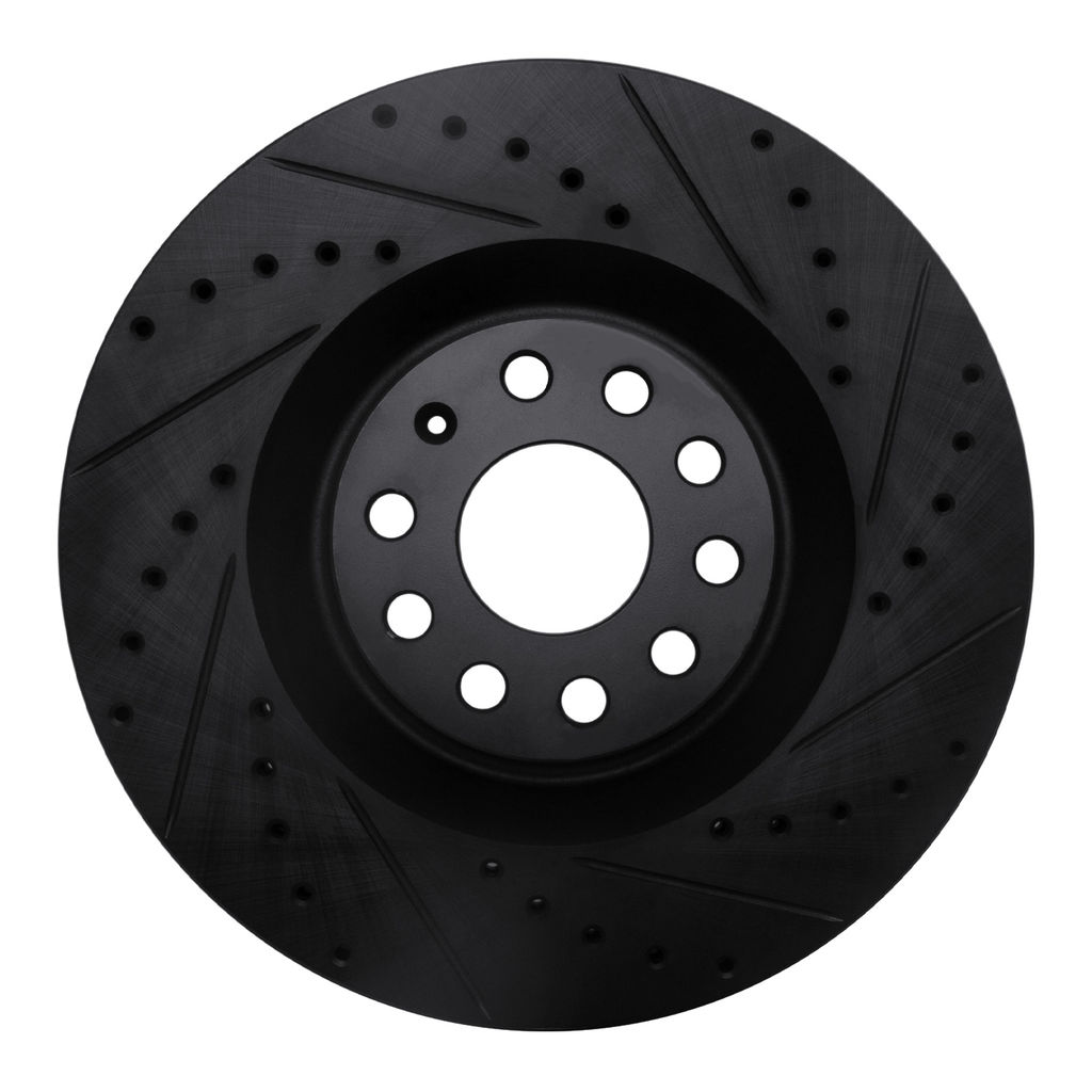 Dynamic Friction 633-74029R - Drilled and Slotted Black Zinc Brake Rotor