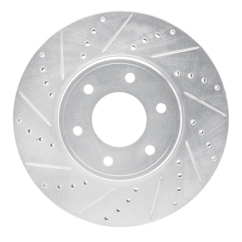 Dynamic Friction 631-47069L - Drilled and Slotted Silver Zinc Brake Rotor