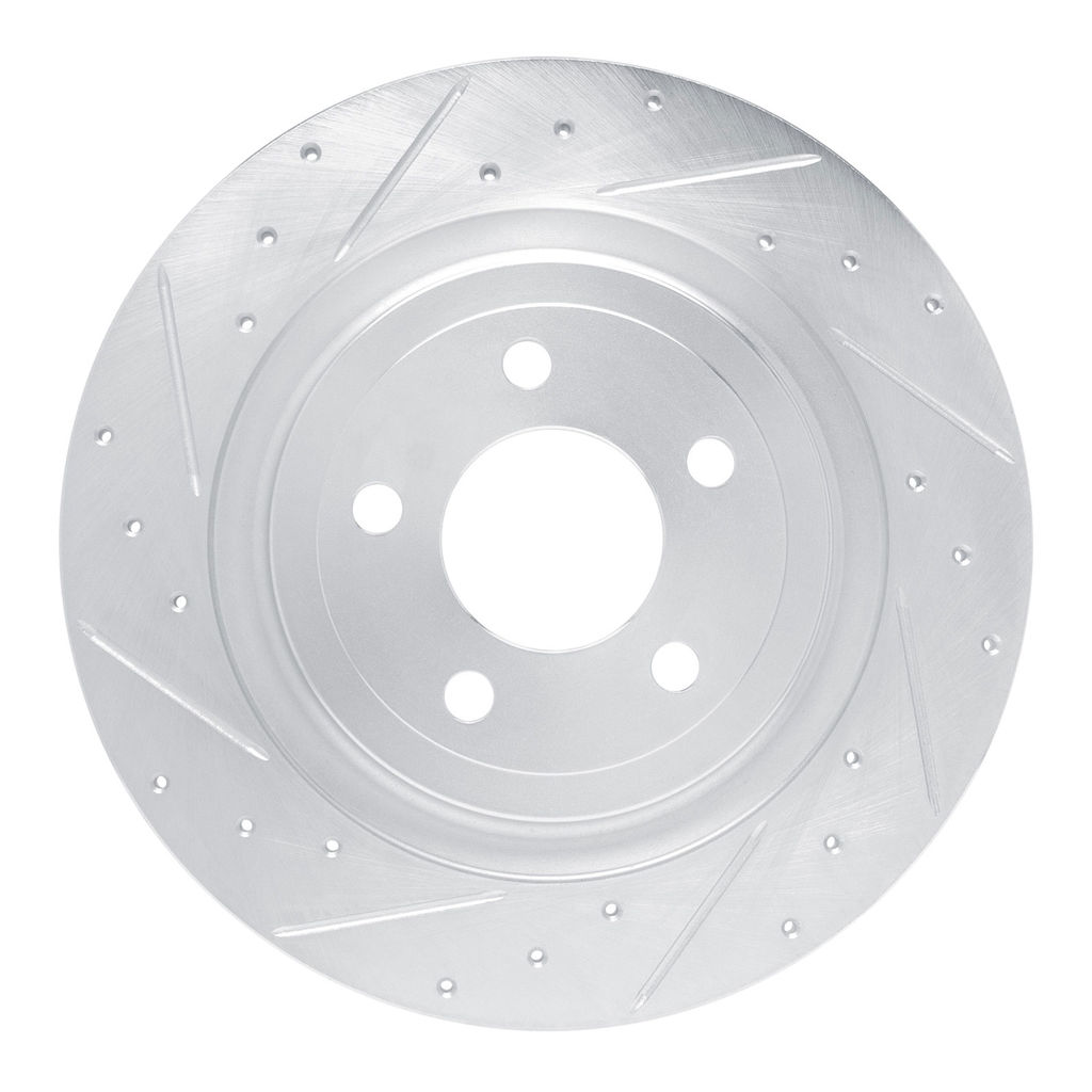 Dynamic Friction 631-54280L - Drilled and Slotted Silver Zinc Brake Rotor