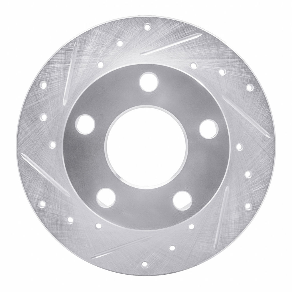 Dynamic Friction 631-74011L - Drilled and Slotted Silver Zinc Brake Rotor