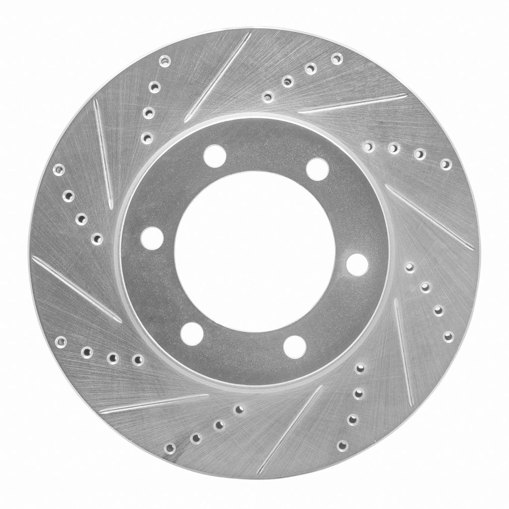 Dynamic Friction 631-76124L - Drilled and Slotted Silver Zinc Brake Rotor