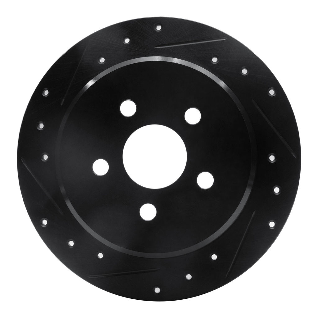 Dynamic Friction 633-39011L - Drilled and Slotted Black Zinc Brake Rotor