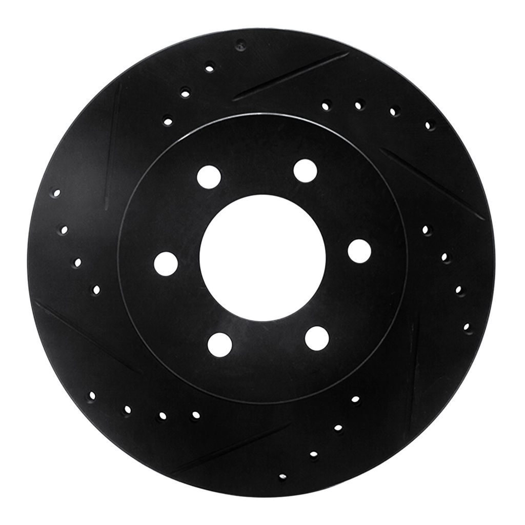 Dynamic Friction 633-40069L - Drilled and Slotted Black Zinc Brake Rotor