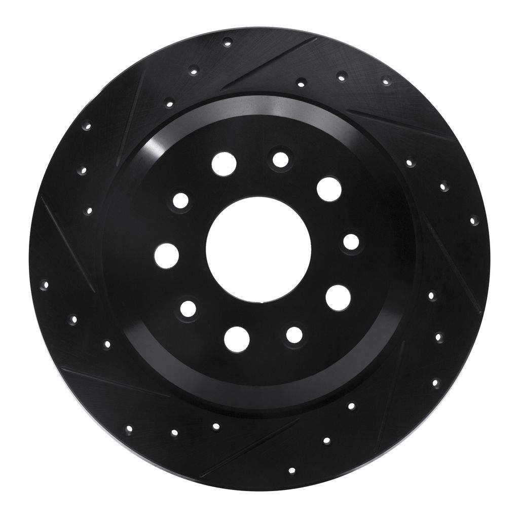Dynamic Friction 633-42042L - Drilled and Slotted Black Zinc Brake Rotor