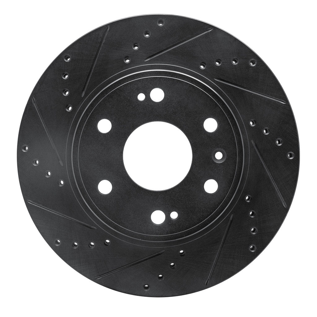 Dynamic Friction 633-48091L - Drilled and Slotted Black Zinc Brake Rotor