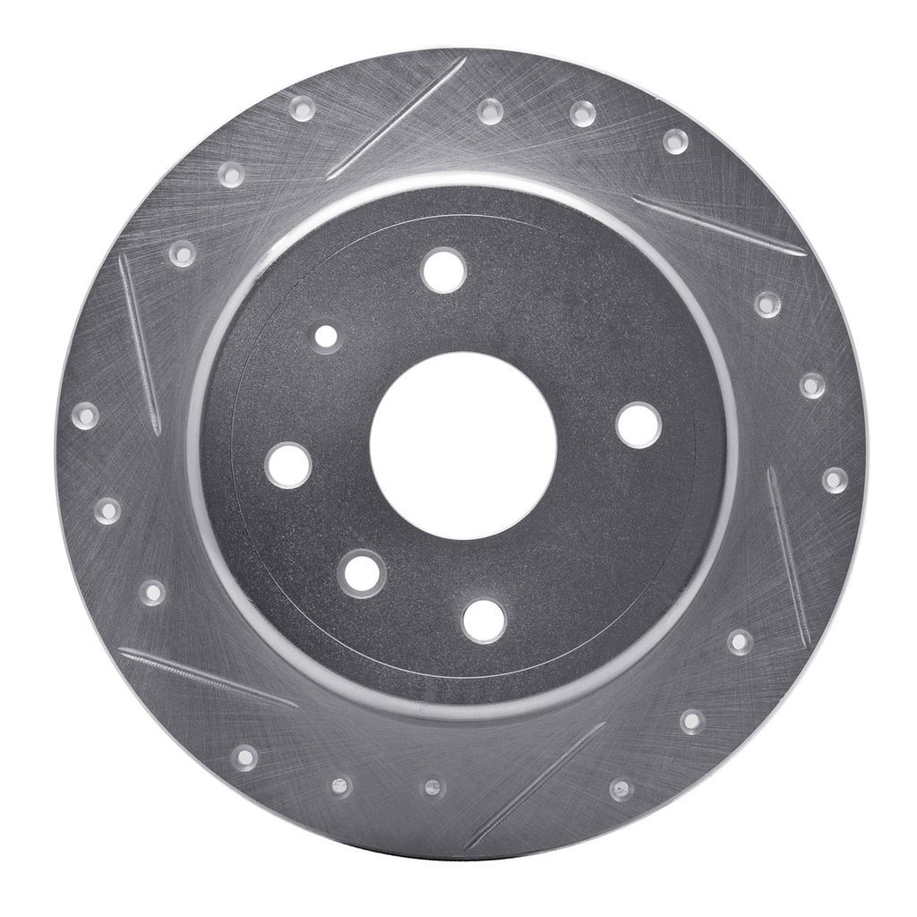 Dynamic Friction 631-01009L - Drilled and Slotted Silver Zinc Brake Rotor
