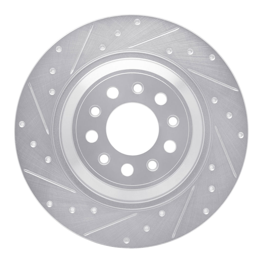 Dynamic Friction 631-42010L - Drilled and Slotted Silver Zinc Brake Rotor