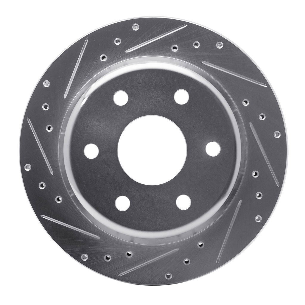 Dynamic Friction 631-48041L - Drilled and Slotted Silver Zinc Brake Rotor