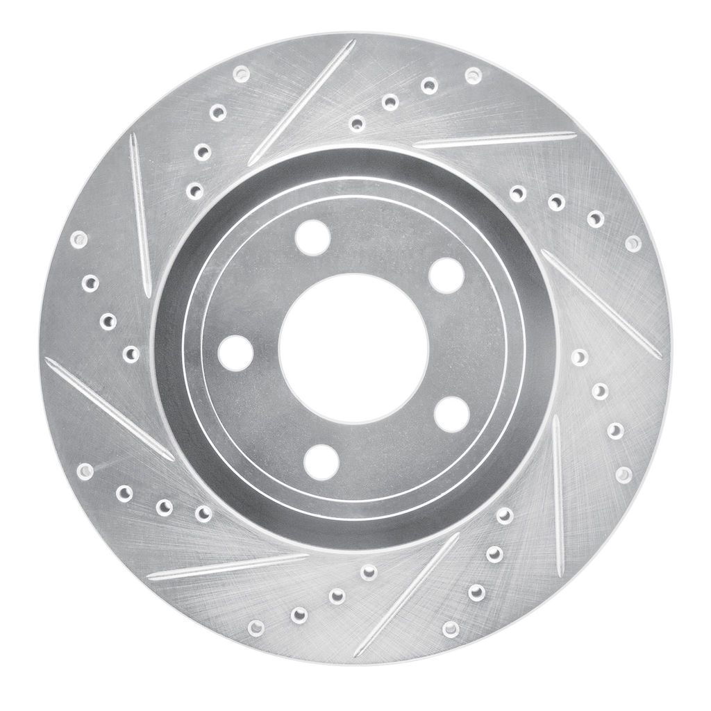 Dynamic Friction 631-54077L - Drilled and Slotted Silver Zinc Brake Rotor