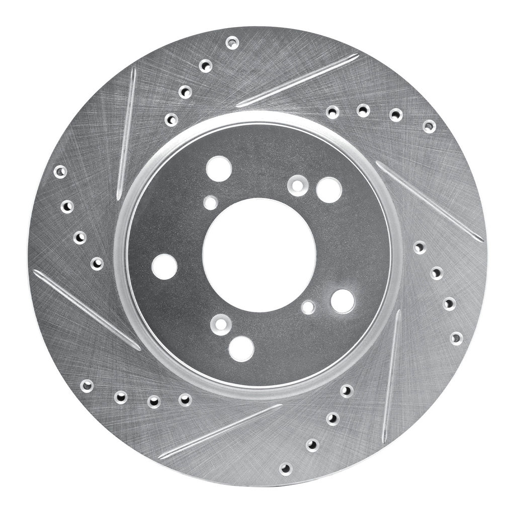 Dynamic Friction 631-59049L - Drilled and Slotted Silver Zinc Brake Rotor