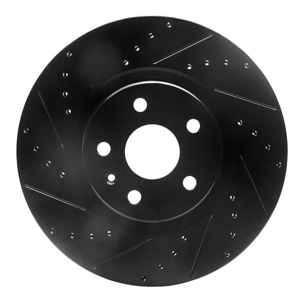 Dynamic Friction 633-46027L - Drilled and Slotted Black Zinc Brake Rotor