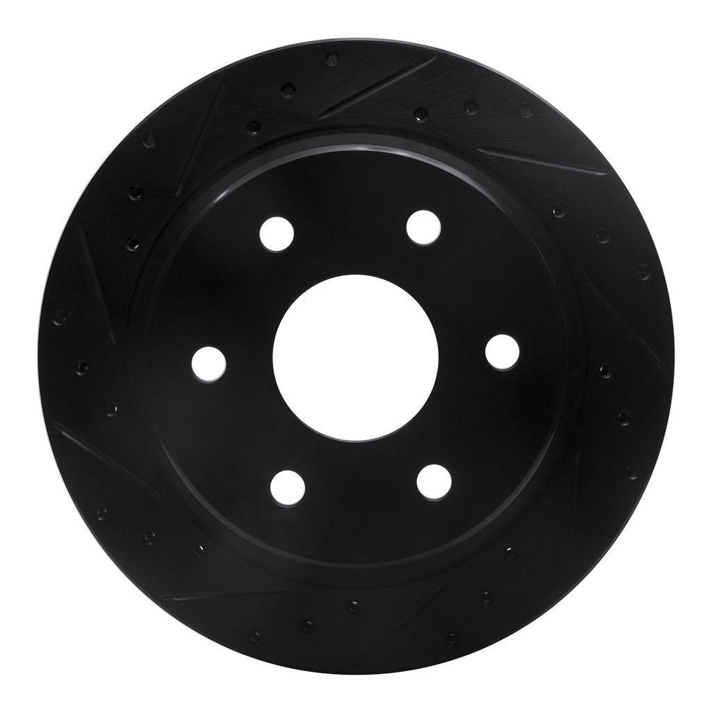 Dynamic Friction 633-48041L - Drilled and Slotted Black Zinc Brake Rotor