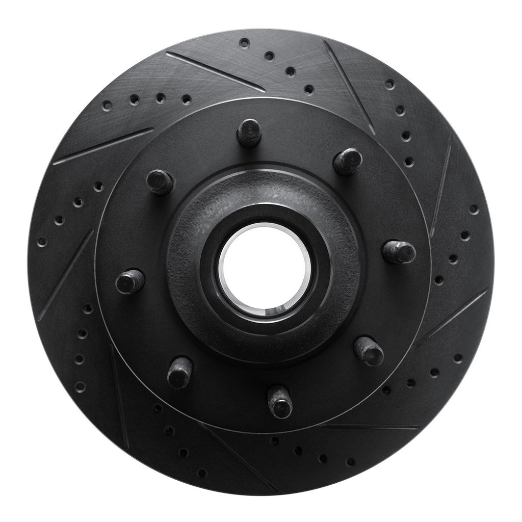 Dynamic Friction 633-54190R - Drilled and Slotted Black Zinc Brake Rotor