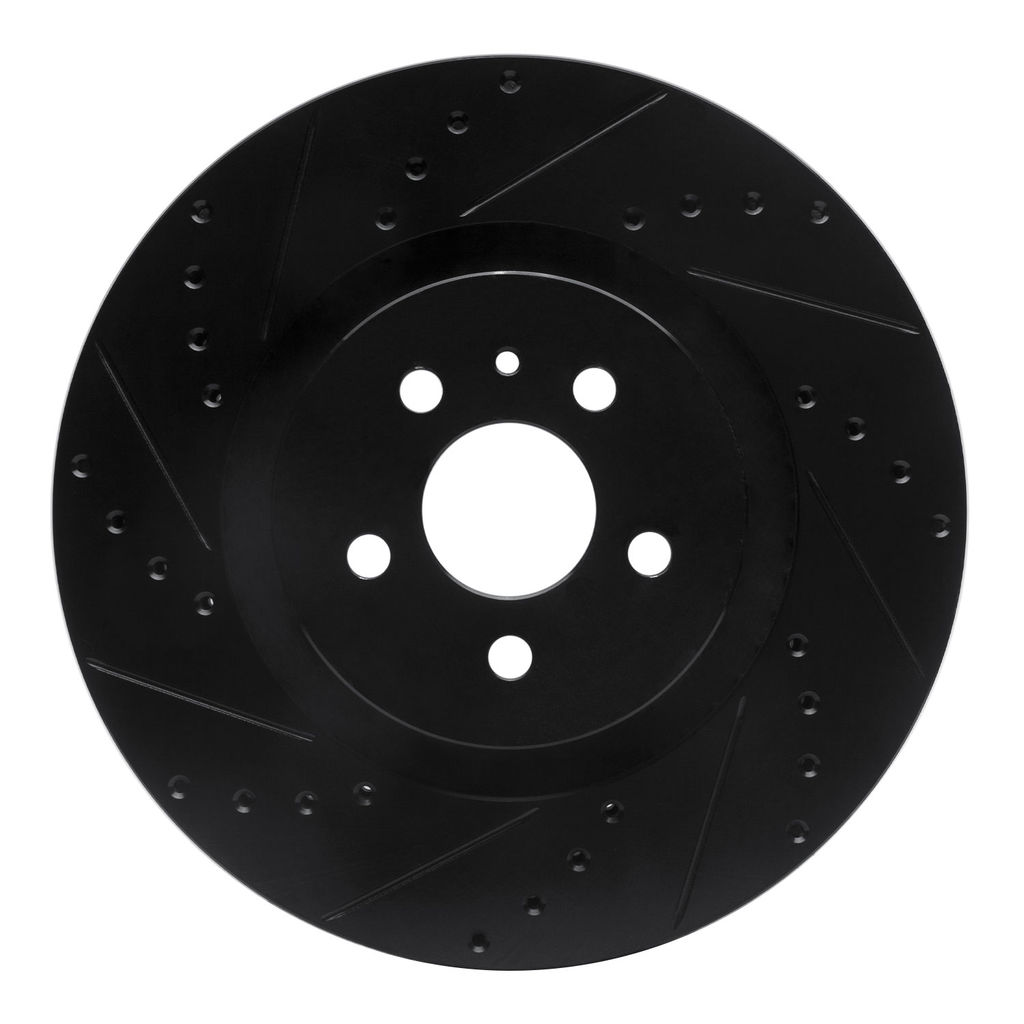 Dynamic Friction 633-55006L - Drilled and Slotted Black Zinc Brake Rotor