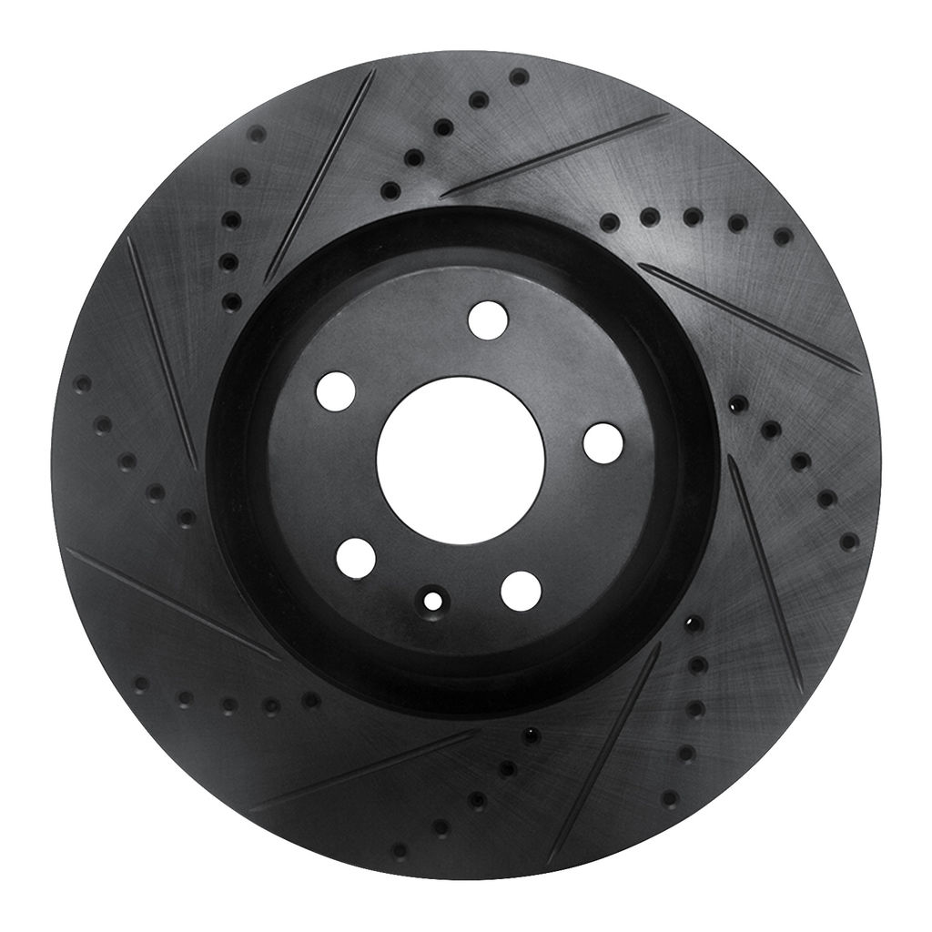 Dynamic Friction 633-73054L - Drilled and Slotted Black Zinc Brake Rotor
