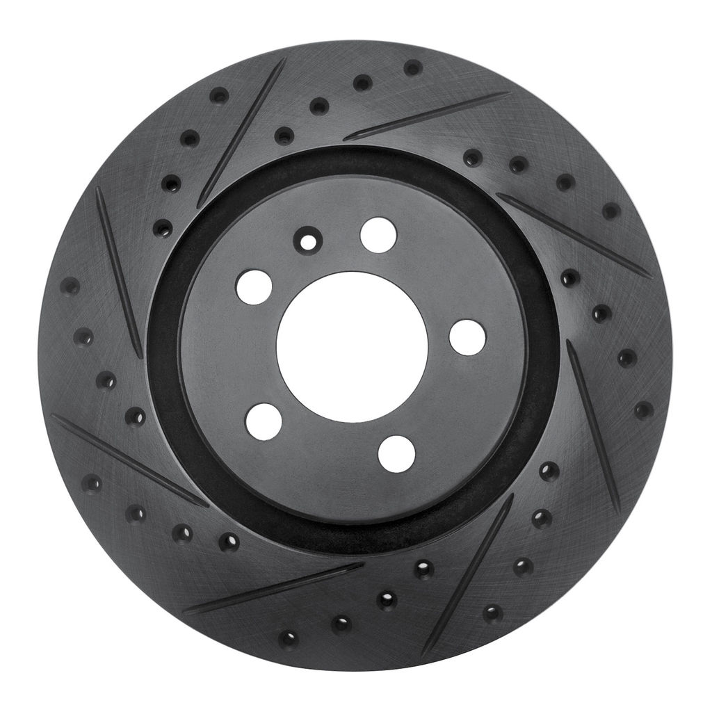 Dynamic Friction 633-74009L - Drilled and Slotted Black Zinc Brake Rotor