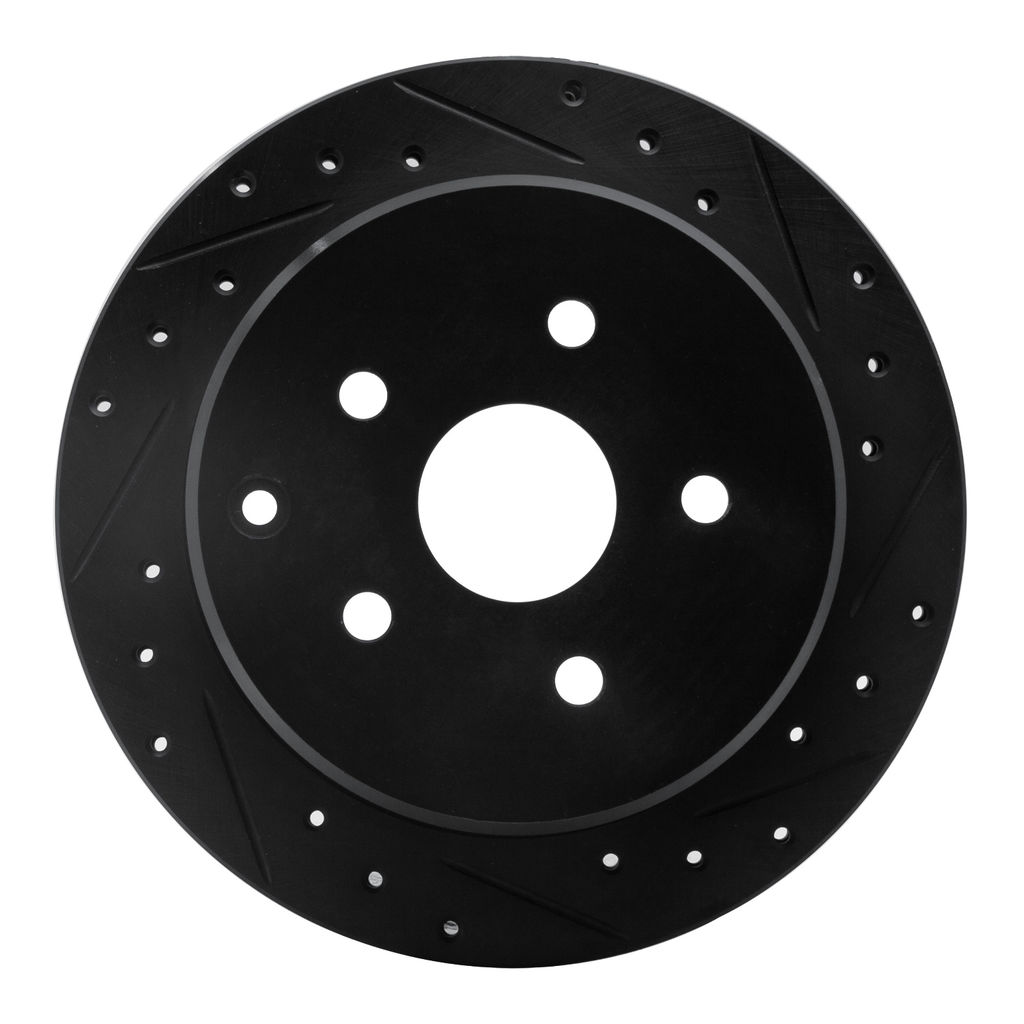 Dynamic Friction 633-76101R - Drilled and Slotted Black Zinc Brake Rotor
