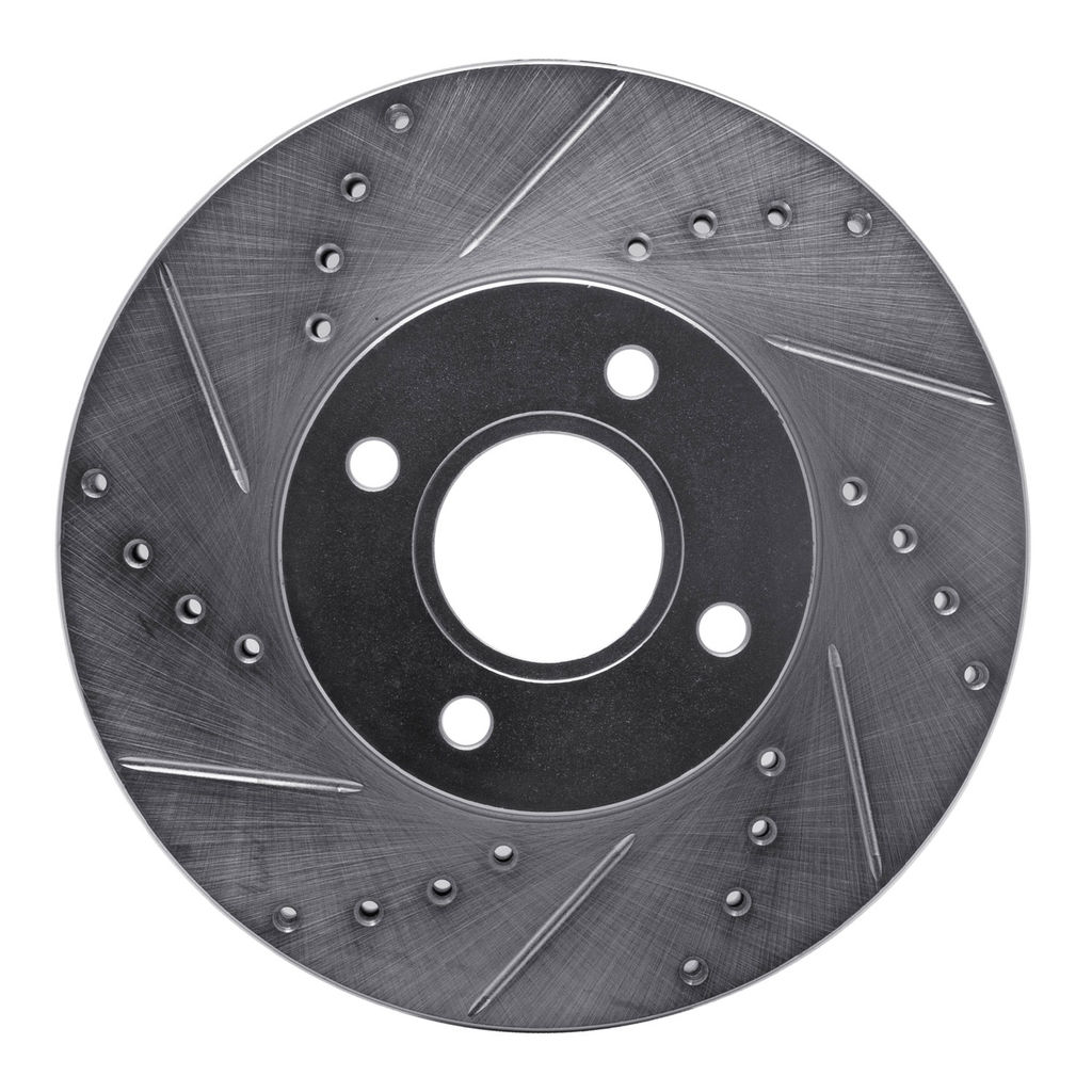 Dynamic Friction 631-54053L - Drilled and Slotted Silver Zinc Brake Rotor
