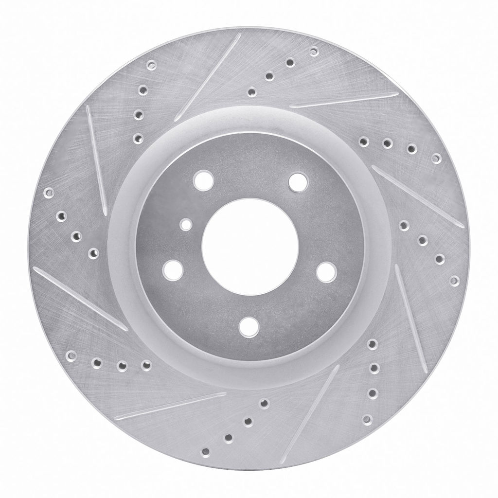 Dynamic Friction 631-68008L - Drilled and Slotted Silver Zinc Brake Rotor